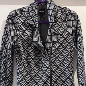 NIC+ZOE Black and White Geometric Knit Blazer
